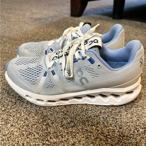On Running Athletic Shoes in Light Gray and Blue